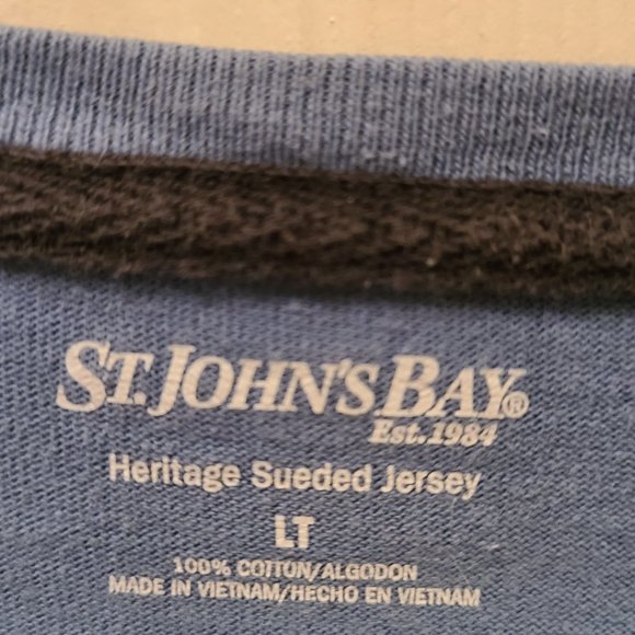 ST. JOHN'S BAY MEN'S BLUE LONG SLEEVE HERITAGE SUEDED JERSEY SIZE L LONG TALL - Picture 7 of 9